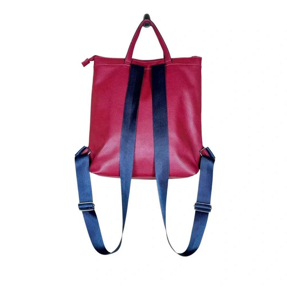 Nautica Backpack Red Faux Leather Cabin Fever Zip Top Bag Nautical Preppy